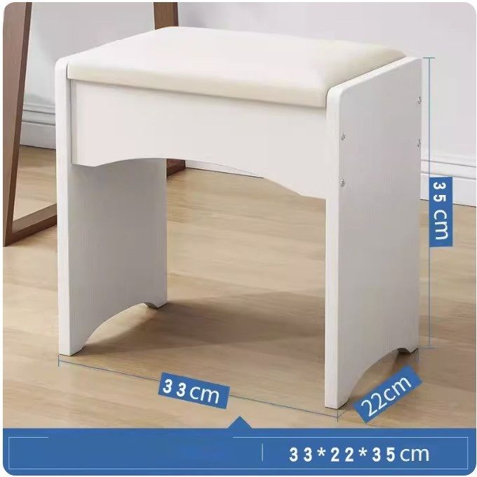簡約梳妝臺凳子化妝凳（白板+白皮坐墊）（尺寸33*22*35cm）#(GTN)