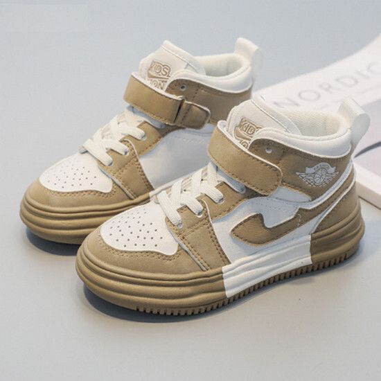 男童女童高幫運動鞋（白卡其 24碼-37碼）（下單後請聯酪客服確認發貨尺碼）