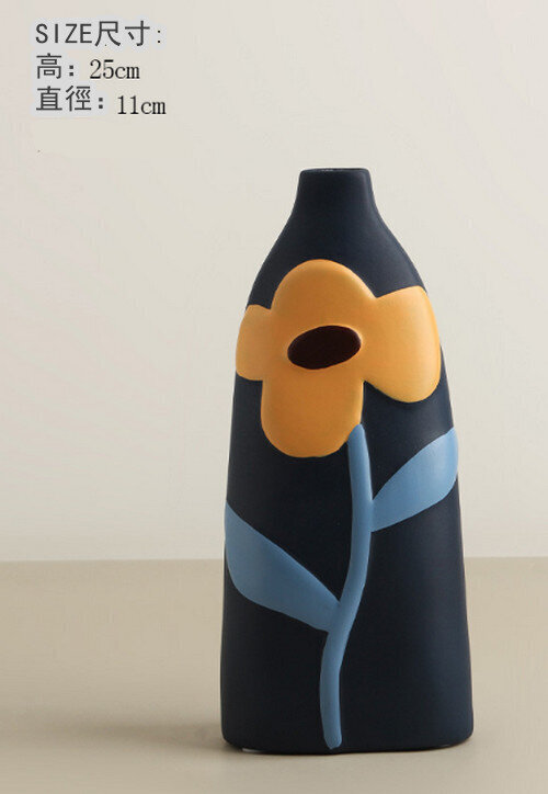 創意彩繪陶瓷花瓶-孔雀藍