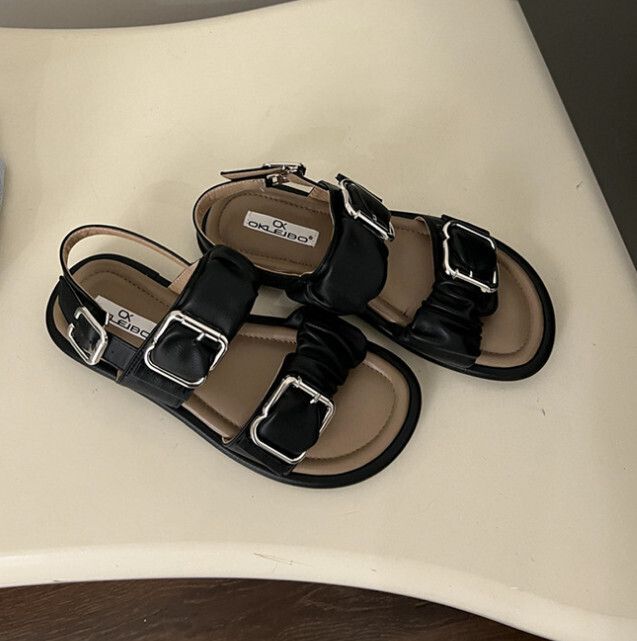 松糕搭扣涼鞋（270黑色）（35-39碼，下單後聯絡客服確認發貨尺碼）