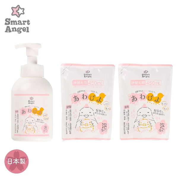 [日本製行貨] SmartAngel 嬰兒泡泡沐浴露 500ml (連補充裝 450ml x 2)