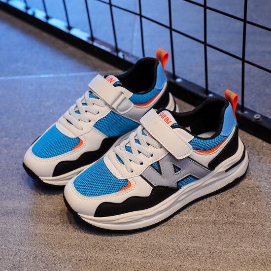 男童網面阿甘鞋（米藍 32碼-37碼）（下單後請聯酪客服確認發貨尺碼）