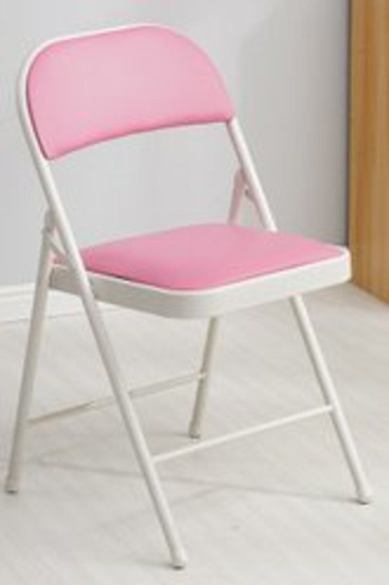時尚彩色摺椅（加強鋼板底座雙層海綿白腿粉色）#(GTN)