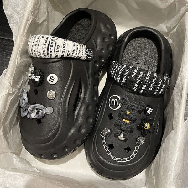 小熊綁帶涼鞋(36-41碼)(黑色)(下單後聯絡客服確認發貨尺碼)