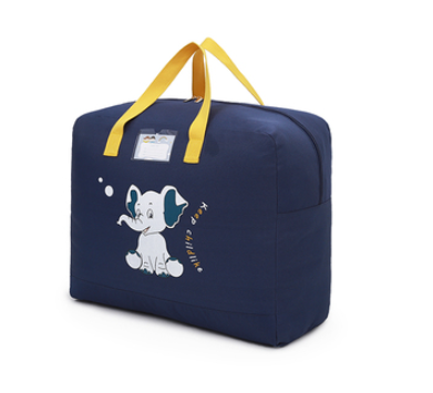 旅行袋,（適合短途旅行）幼兒園兒童被子收納袋（藏青小象）（大號：50*25*42cm【5斤內棉被】）
