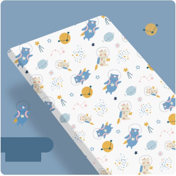 兒童床單床墊套罩【110*60cm】【（維斯宇宙）針織全棉-防水隔尿款】 #