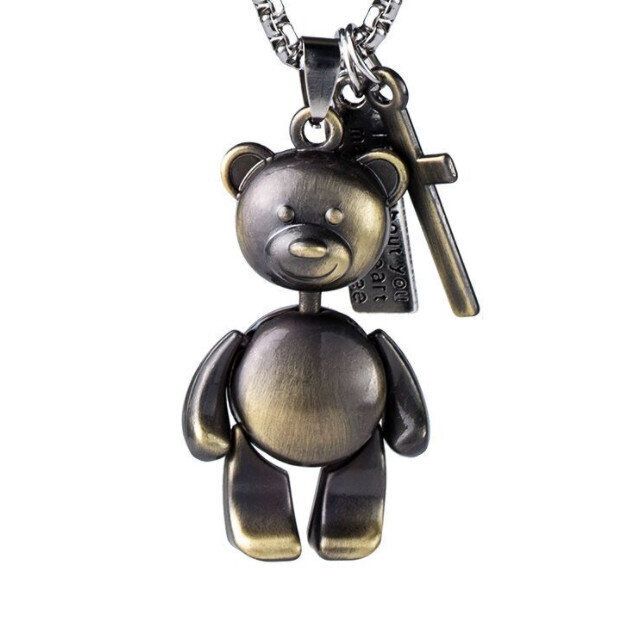 嘻哈街頭毛衣鍊長款配飾(十字架熊可活動珍珠鍊款70釐米)