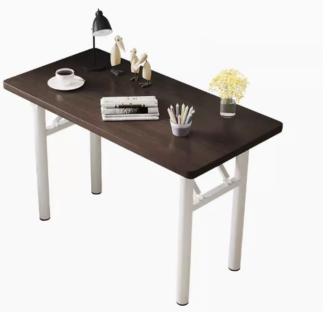 簡易可折疊長方形辦公桌(黑胡桃/圓管，白架)(尺寸:80*40CM)