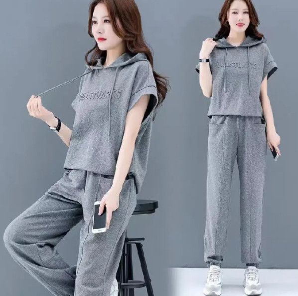 時尚連帽休閒套裝【灰色】 (尺碼：M-4XL碼) (下單後聯繫客服確認發貨尺碼)#F158027351