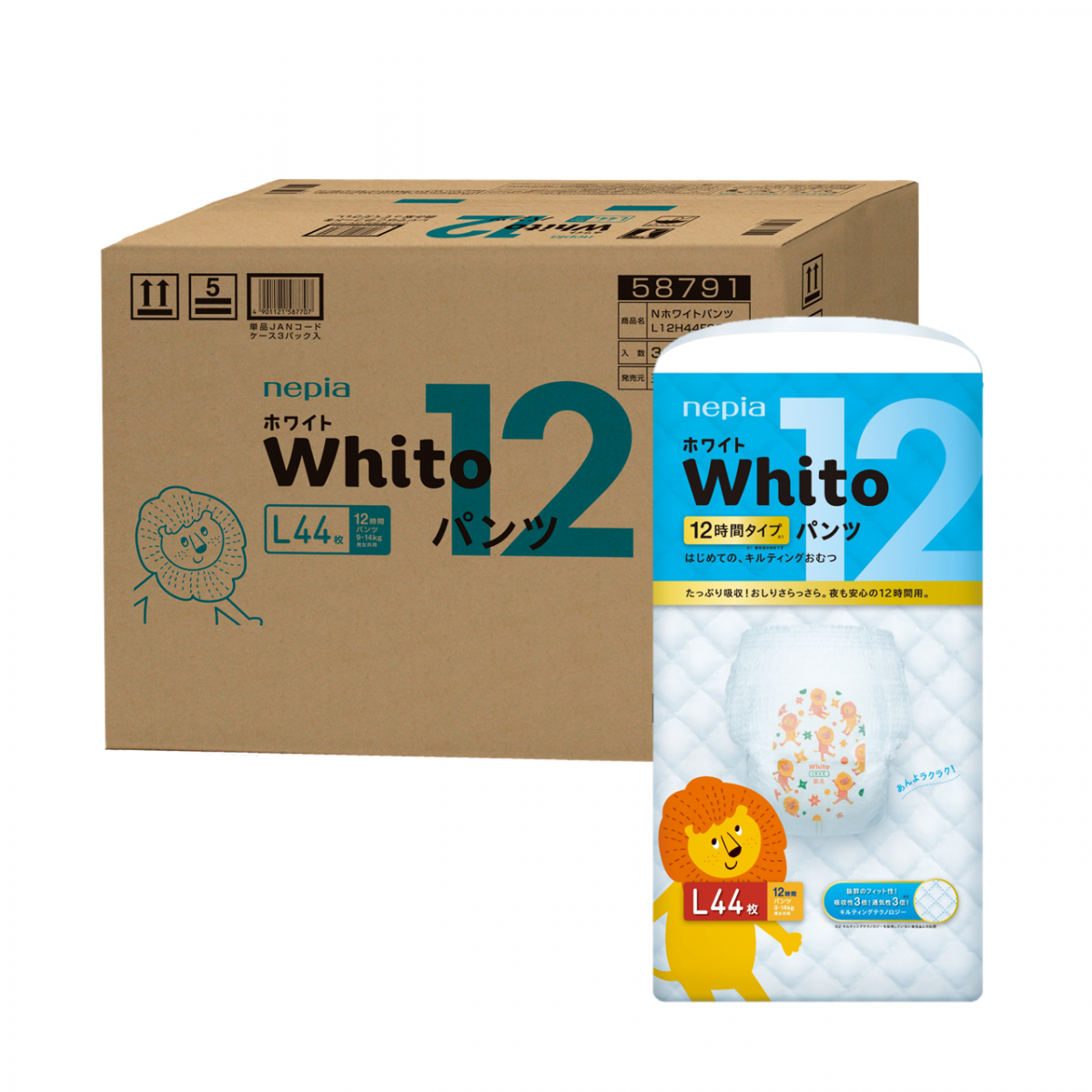 [原箱] Whito 極致親膚吸收嬰兒學習褲 - L (44片x3)