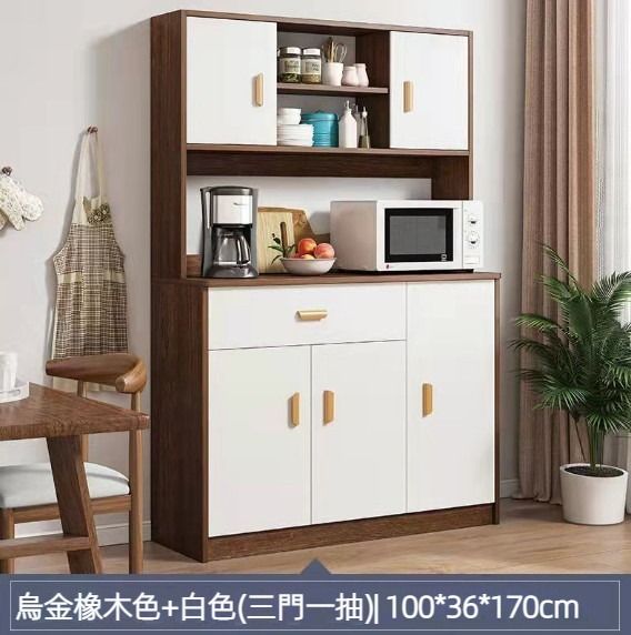 現代簡約餐邊櫃 酒櫃（【三門一抽款】100cm烏金木色+白）#H148064856