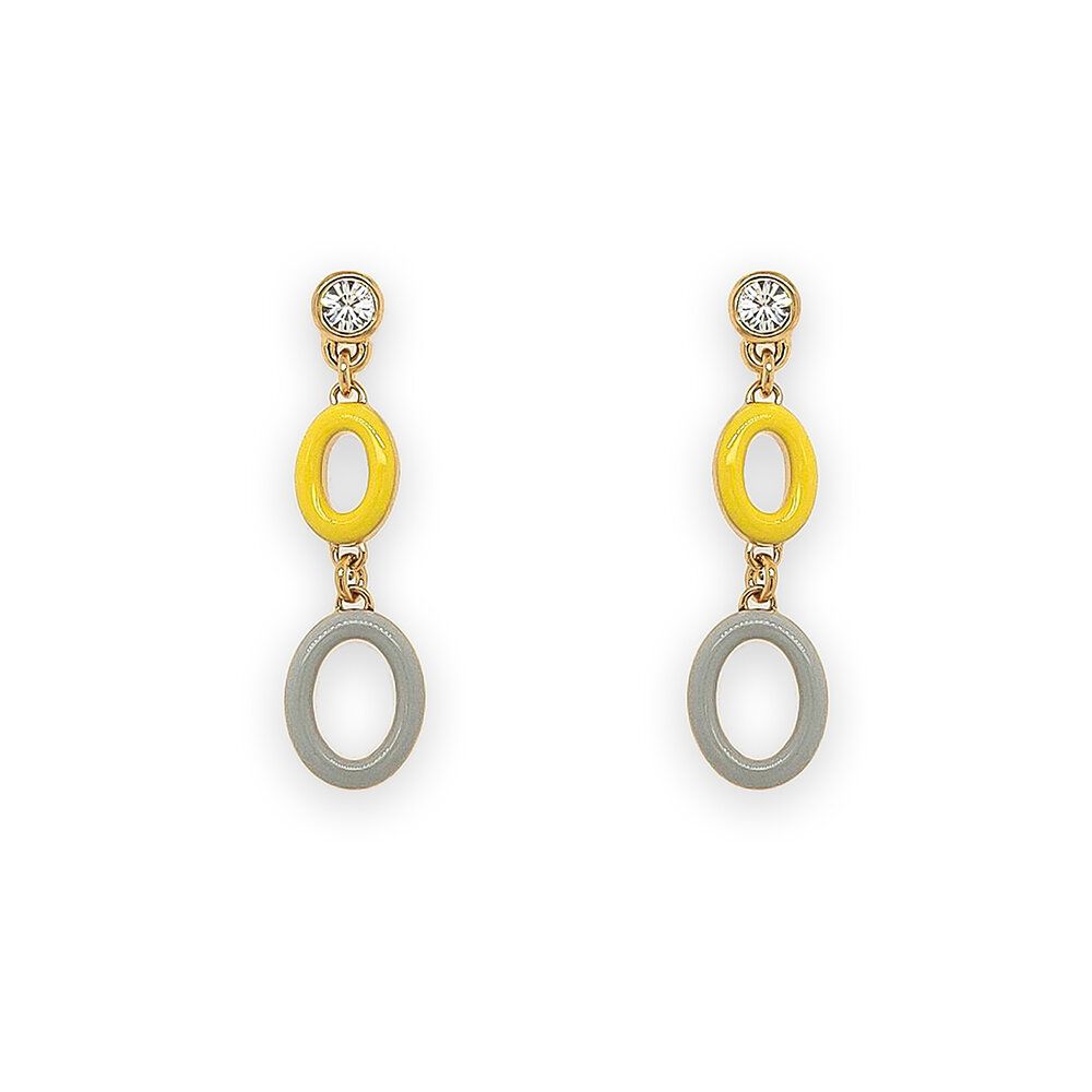 Olympic: gold plating, rhinestone, enamel pierced earrings