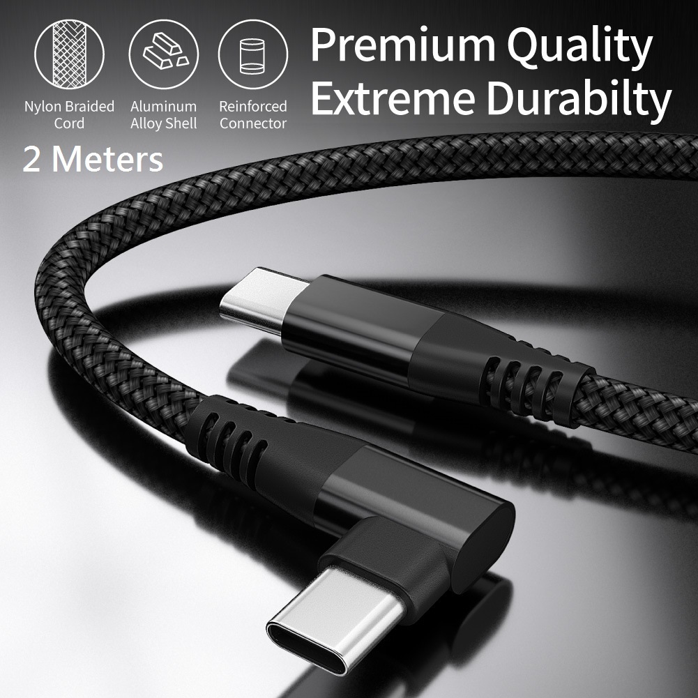 [2M-straight & curved head-black] Type C to  Nylon PD Fast Charging Cable/ Mobile Phone Charging Cab