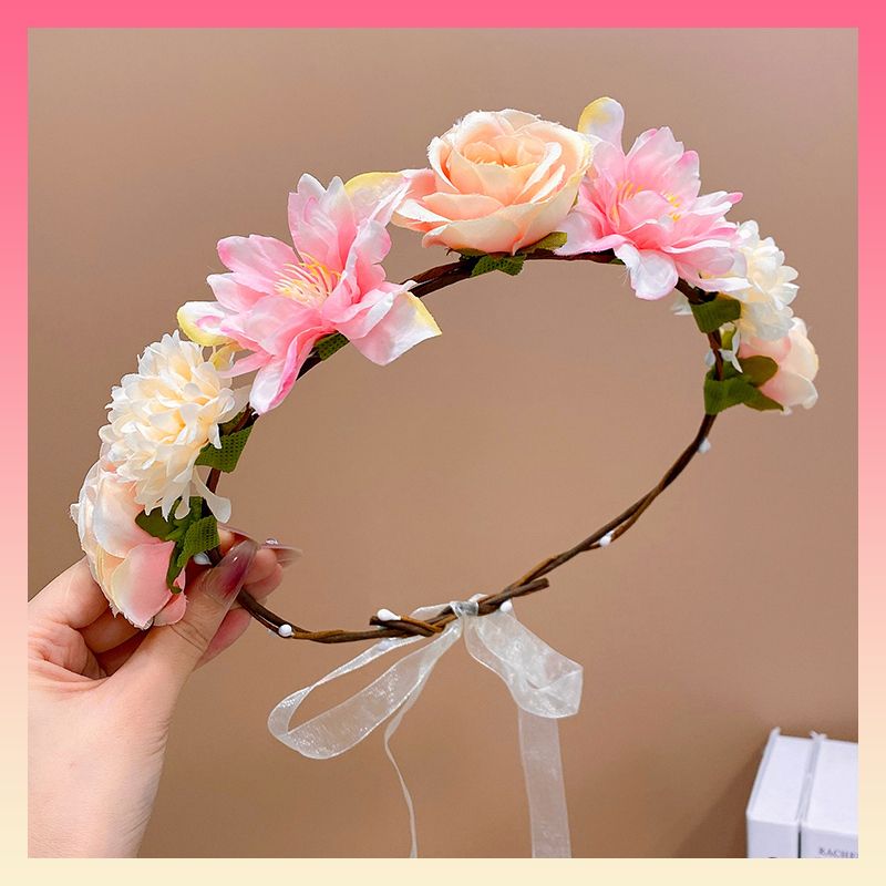 兒童甜美花環頭箍髮箍髮飾(4#清酒孤歡)