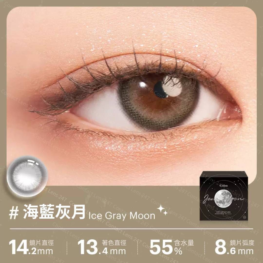 Clalen Jewel Moon 1 Day 10片 - Ice Gray Moon 海藍灰月 日拋彩妝隱形眼鏡 #海外限定 [平行進口]