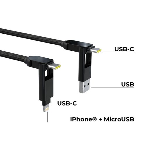 Rolling Square inCharge XL 6-in-1 Multi Charging Cable, Portable USB and  USB-C Cable with 100W Ultra-Fast Charging Power, 10 Ft/3m, Urban Black