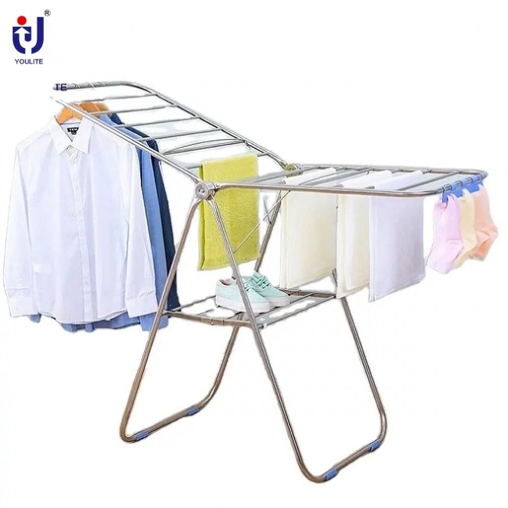 Youlite | Double-wing Floor Standing Clothes Drying Rack | Stainless ...