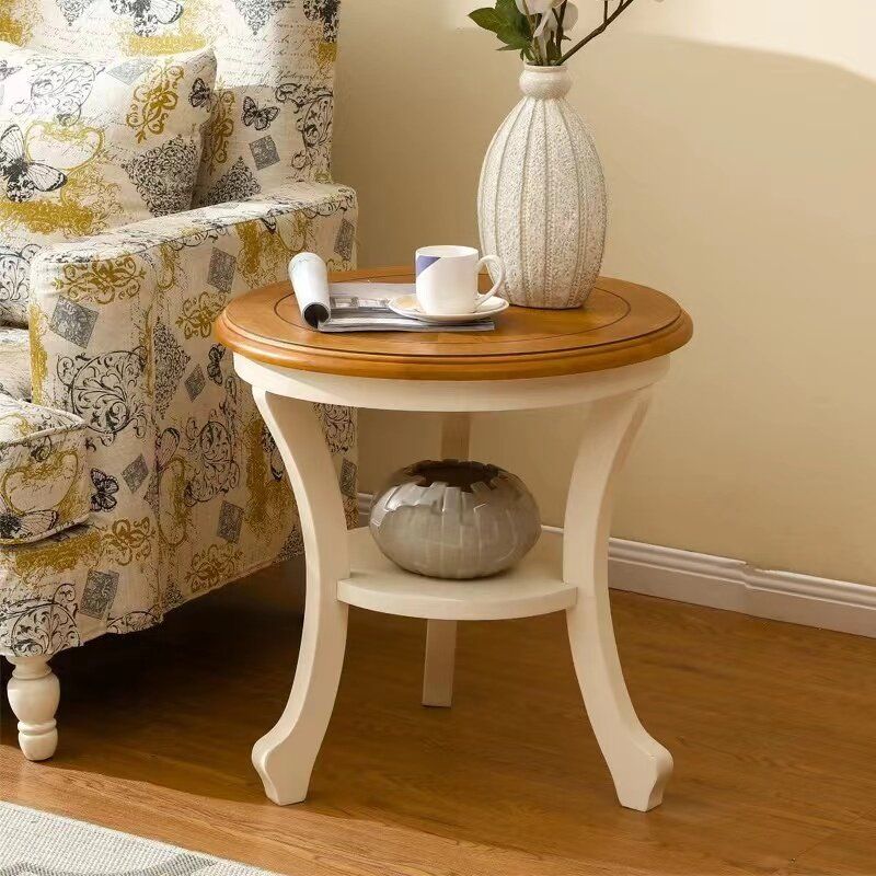 Mediterranean sofa side corner table double side table simple creative table round coffee table 60CM