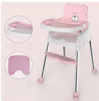 寶寶餐椅（粉紅色豪華款【雙層餐盤】【小坐墊】）#N19_045_053