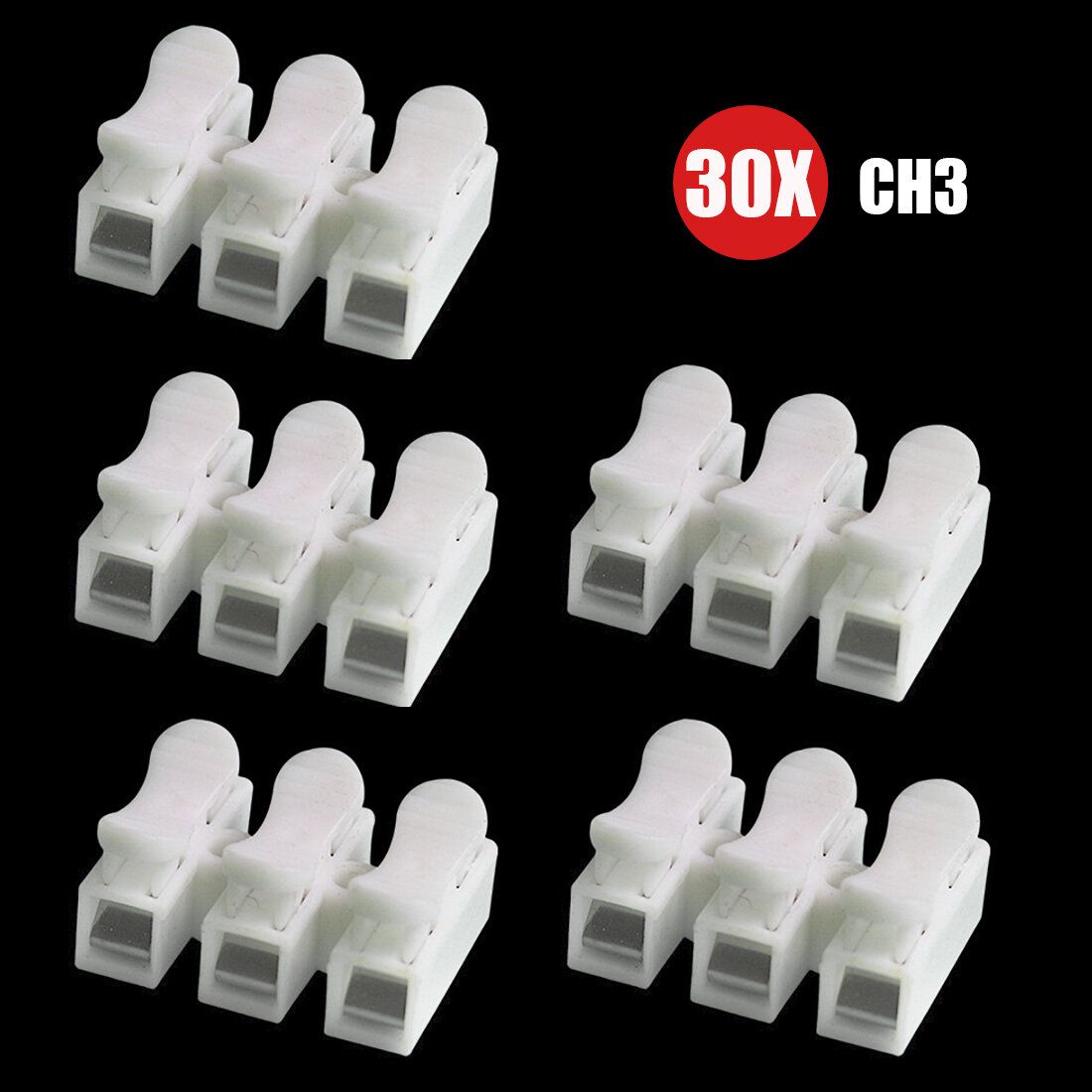 [30件裝] CH3 LED燈飾用並線端子頭 免膠布連接線 按壓自鎖快速接線端子