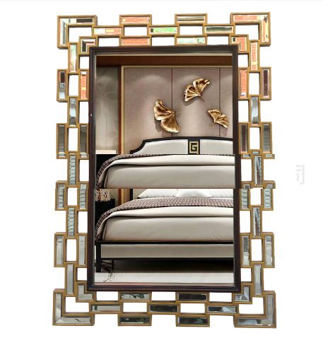 浴室鏡子(銀色咖邊)(尺寸：77*110CM）