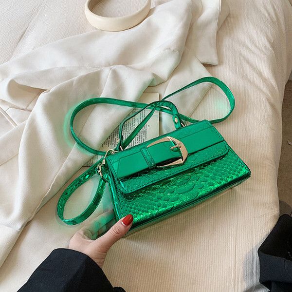 百搭單肩斜挎小方包手提包【綠色】#H078038300