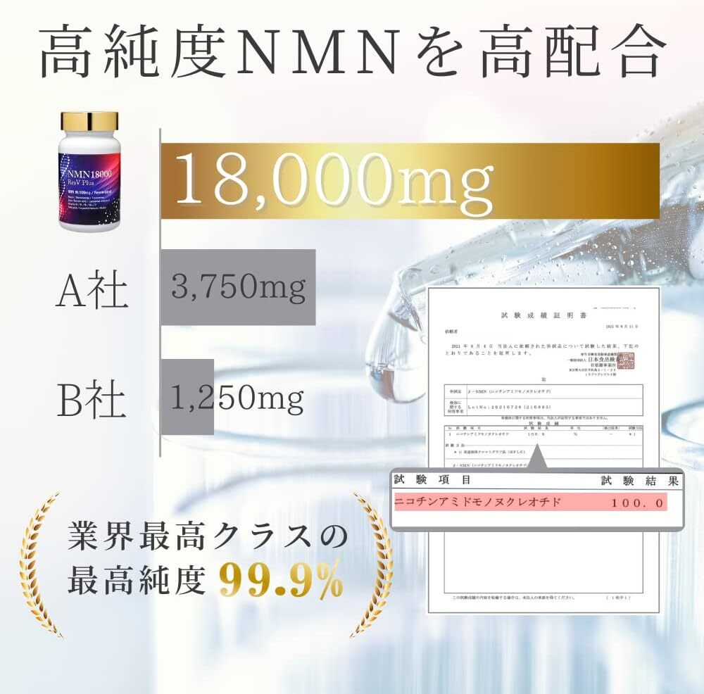 NMN | elife - NMN 18000mg 白藜蘆醇750mg 組合日本製60粒99.9% 以上