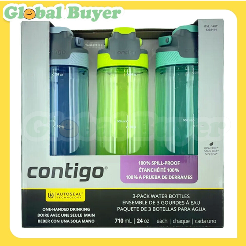 Contigo Autoseal 24oz. Spill-proof Water Bottle, 3-pack