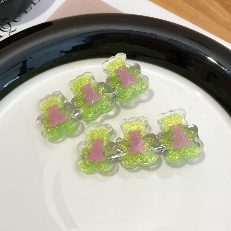 兒童彩色小髮夾側邊夾 頭飾/髮飾(6-鴨夾三小熊黃色+淺粉-1對)