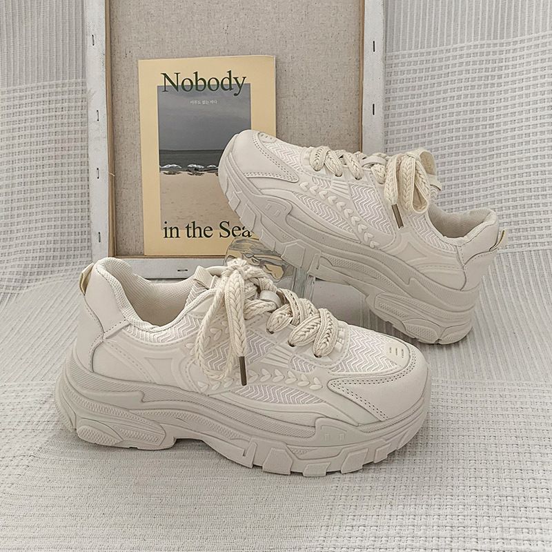 厚底老爹鞋(米色 35碼-40碼)（下單後請聯絡客服確認發貨尺碼）#K003009560