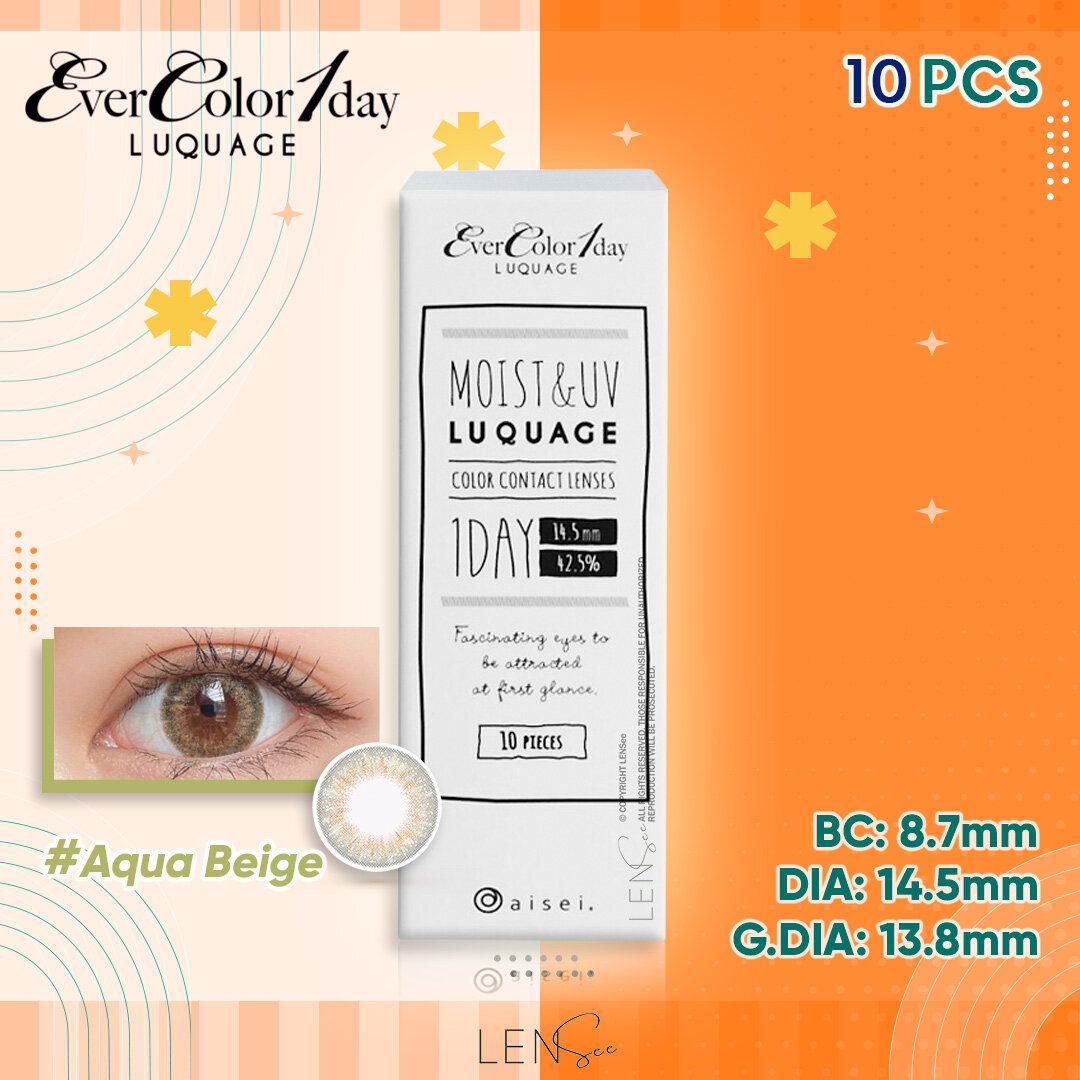 [EL1004] EverColor 1day Luquage Color Contact Lenses - Aqua Beige (10Pcs) (P -0.00)