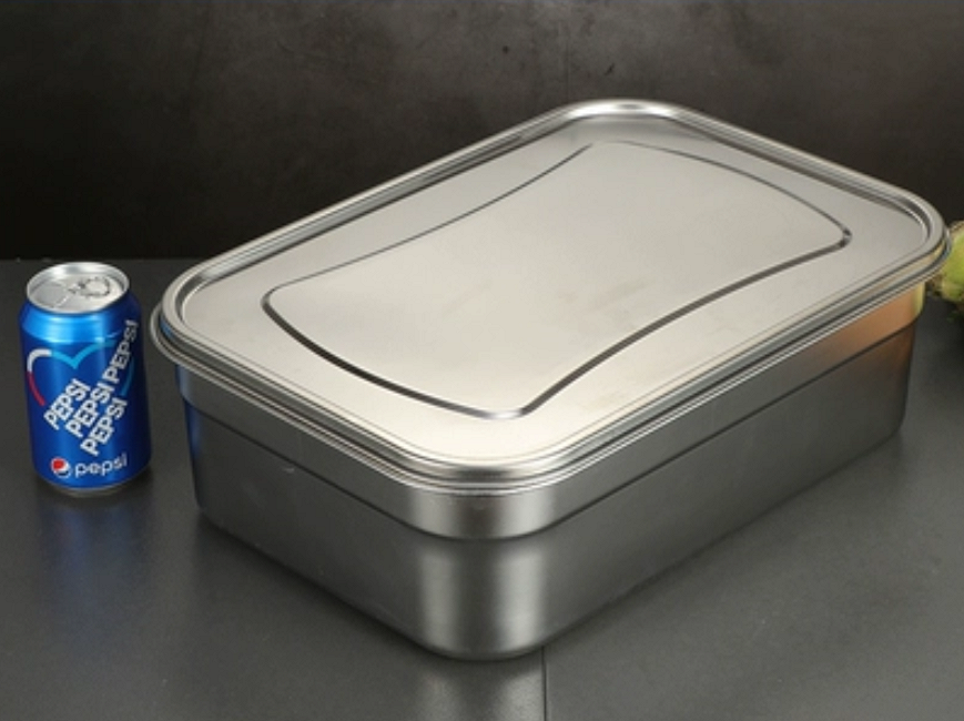 304材質不銹鋼保鮮盒 大容量密封飯盒（1號長方形+不銹鋼蓋）