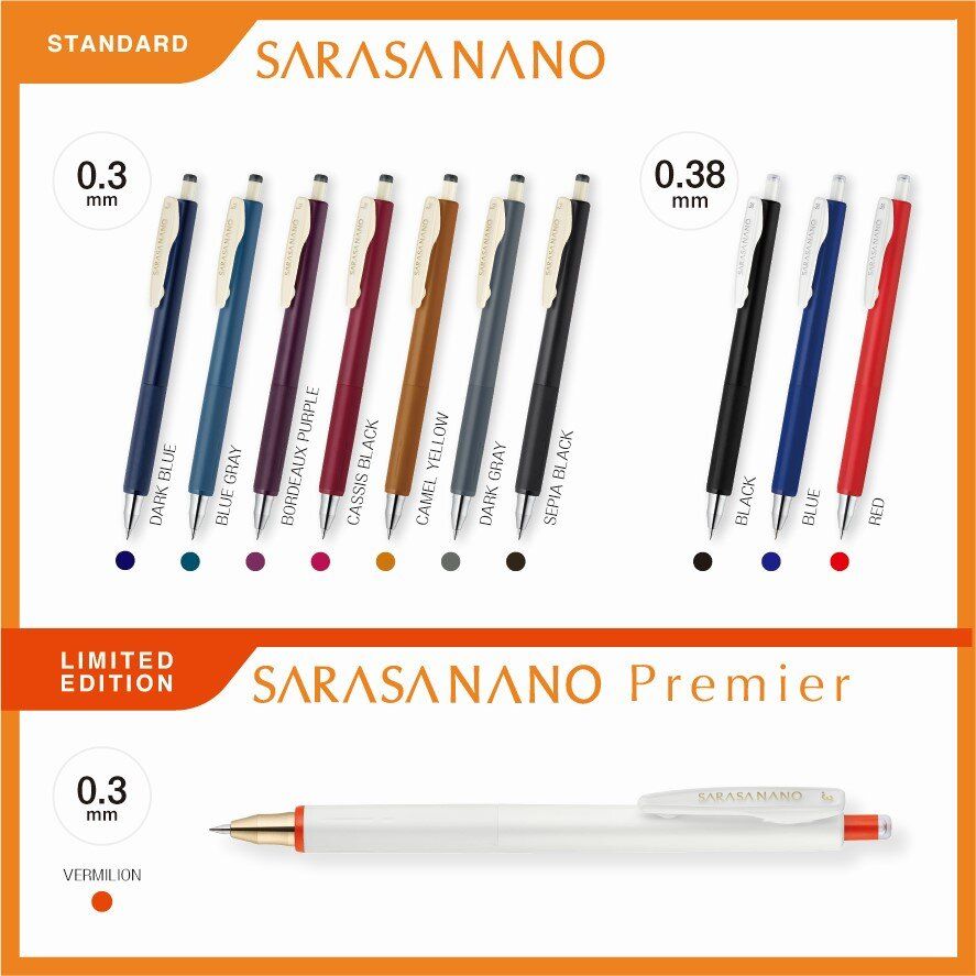 Zebra Sarasa Nano Gel Pen - 0.3 mm - Vermilion