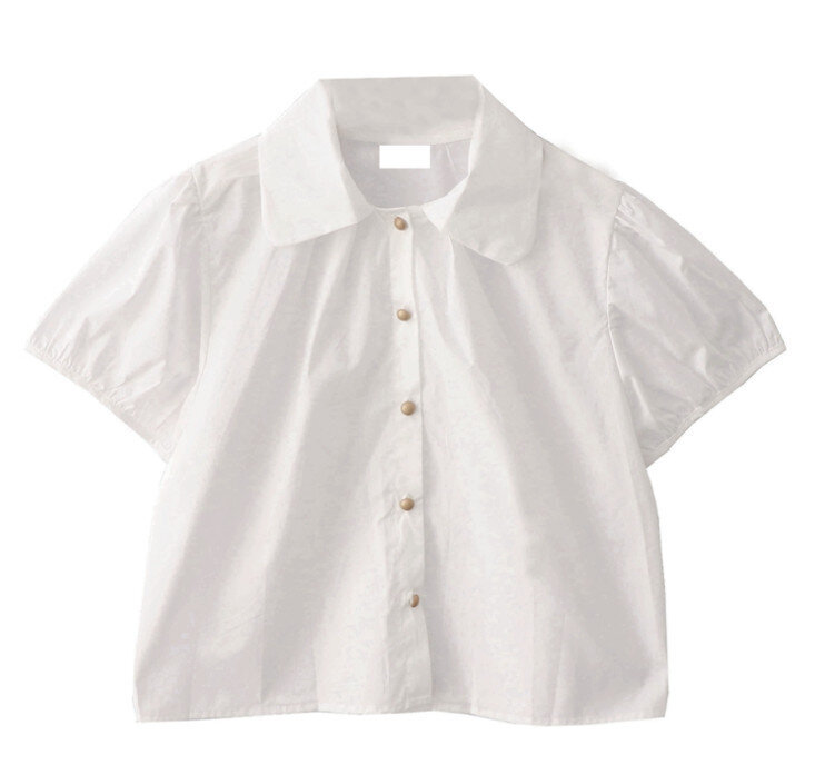 泡泡袖短袖襯衫(白色)(均碼)