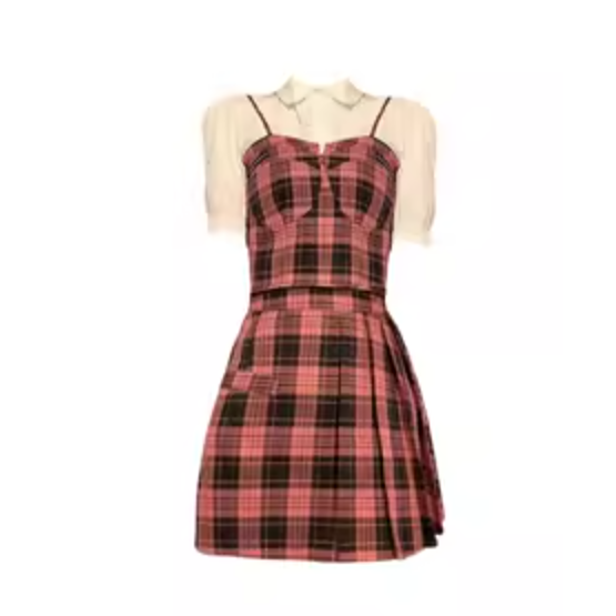 襯衫短裙套裝（襯衫+短裙）（尺碼：XS-L）（下單後聯絡客服確認發貨尺碼）#F354_001_041