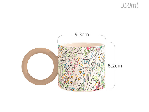 陶瓷馬克杯大耳杯(規格:蒼蘭【350ML 】 )#N134_013_002