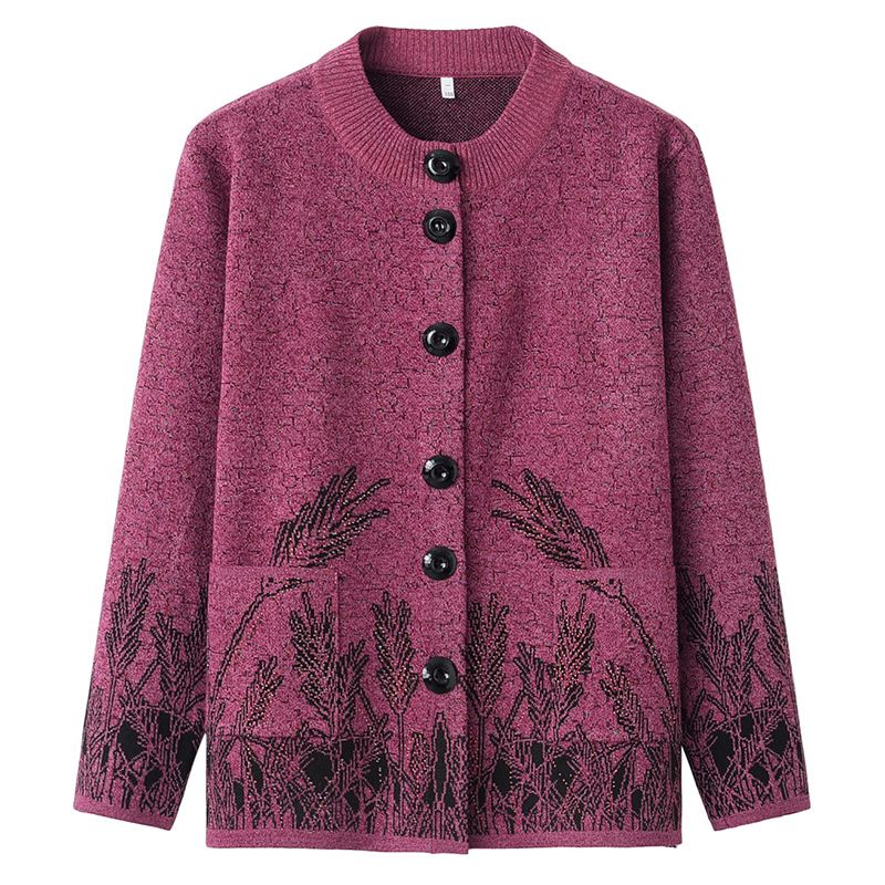 中老年開衫毛衣外套(XL-4XL碼 粉色）【下單後請聯絡客服確認發貨尺碼】F001099591