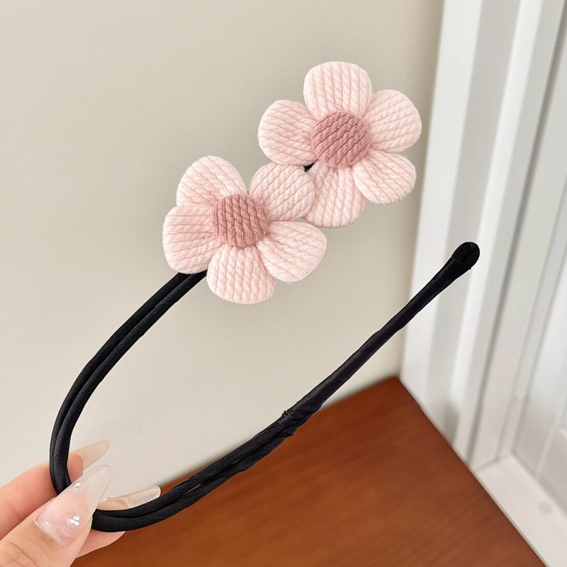 兒童花苞盤髮器 頭飾/髮飾(17-粉色雙花)