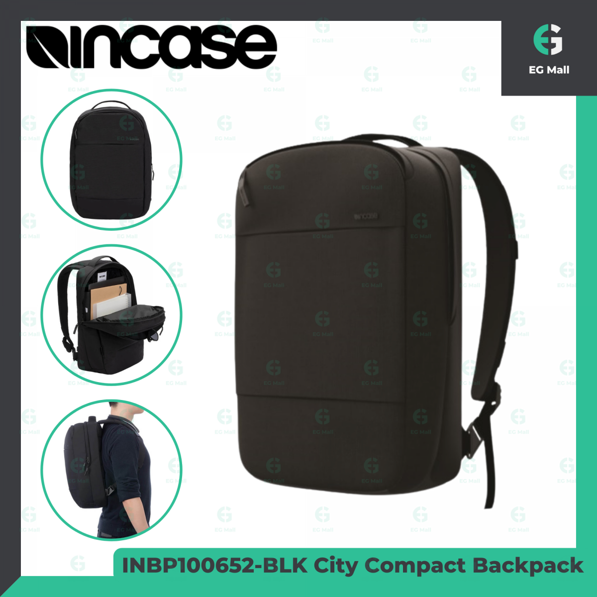 incase | INBP100652-BLK City Compact Backpack with Cordura 20L 可