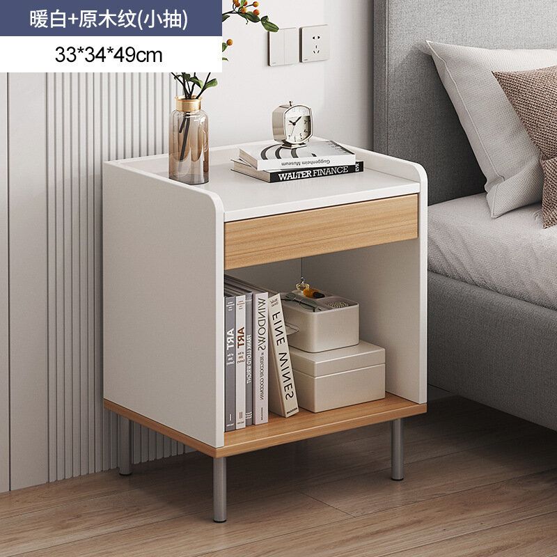 (【小抽】暖白+原木色33*34*49) 抽屜床頭櫃