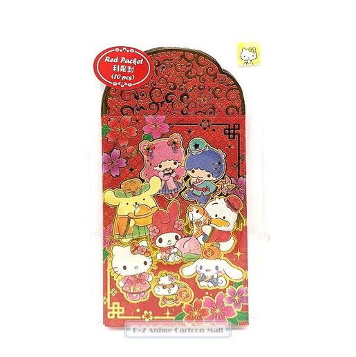 Sanrio | Sanrio Characters 港版紅色造型利是封10個裝賀年新春紅封包紅包壓歲錢虎年2022 Kitty 布甸狗Kuromi  大口仔Keroppi 玉桂狗8.2X12Cm |