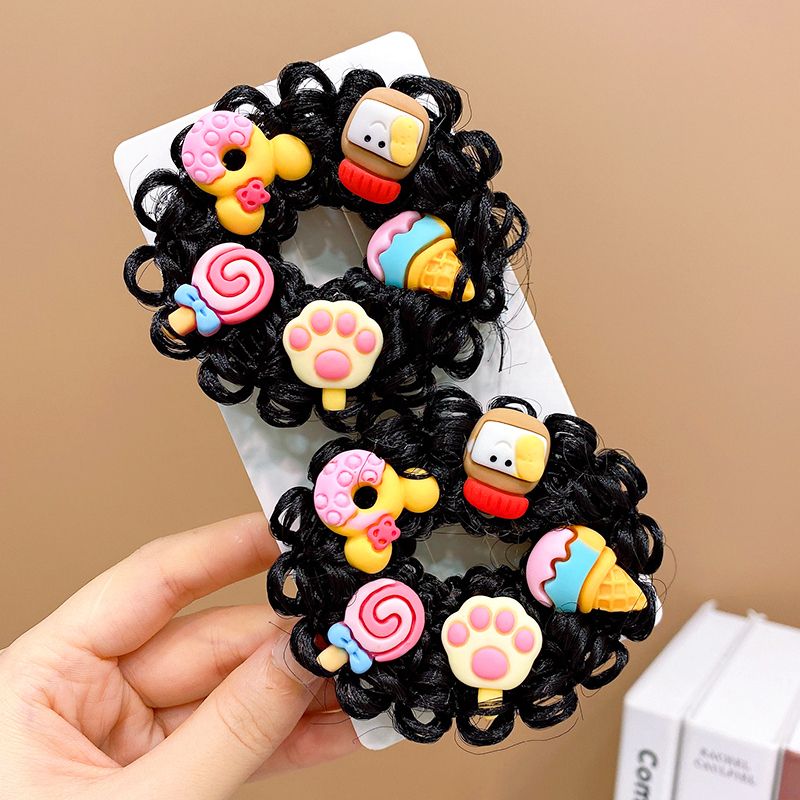 兒童卡通假髮紮丸子頭髮圈髮飾頭飾(17#甜甜圈1對)