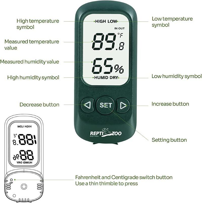 Digital Display Reptile Terrarium Thermometer with Suction Cup Fahrenheit  Celsius - China Terrarium Thermometer, Thermo-Hygrometer