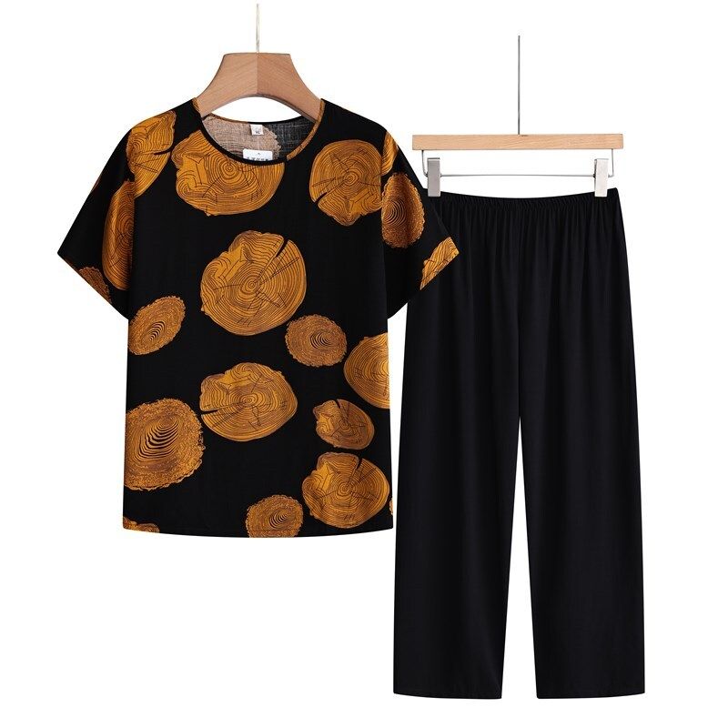 老年人短袖套裝( XL-4XL碼 焦黃樹樁）【下單後請聯絡客服確認發貨尺碼】F001099132