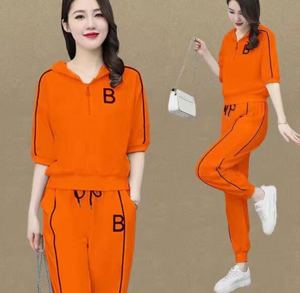 夏季時尚運動套裝【橘色】 (尺碼：M-3XL碼) (下單後聯繫客服確認發貨尺碼)#F158027326