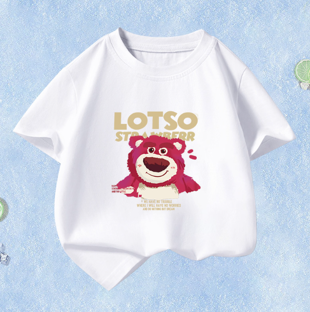 夏季兒童短袖（白色-草莓熊）尺碼110CM-160CM下單後聯絡客服確認發貨尺碼#F129015064