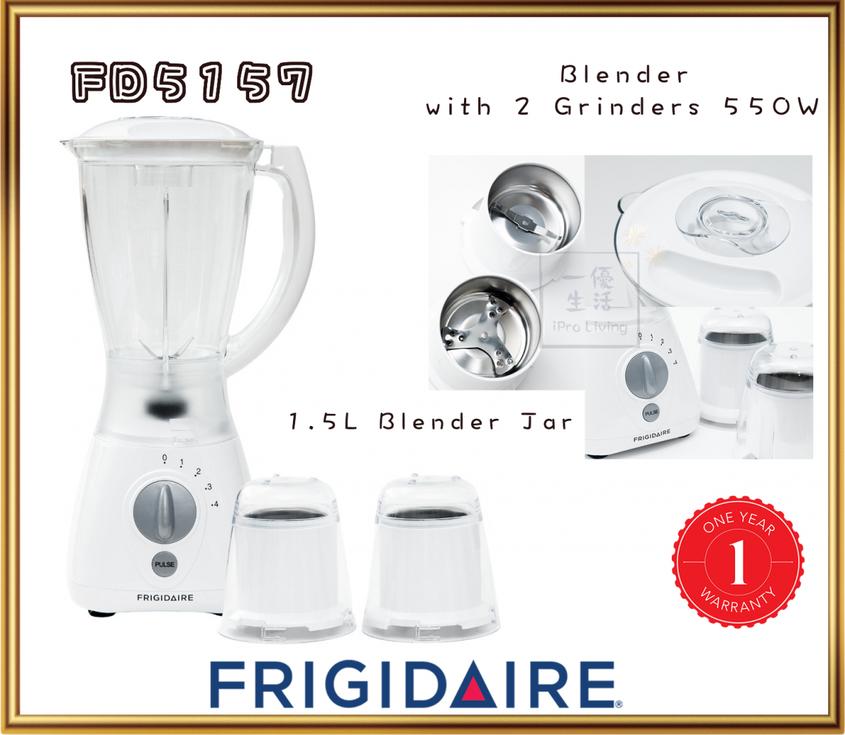Frigidaire 550W All in One Food Processor, Blender & Grinder 