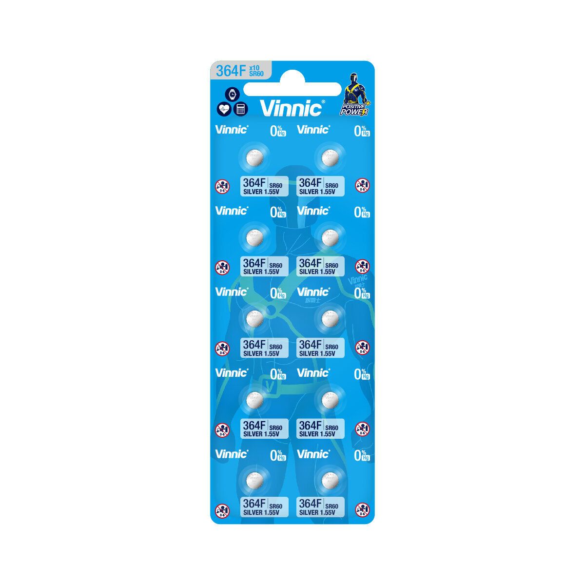 364F / SR60 Silver Oxide Button Cell Batteries Silver Oxide Button Cell (1.55V) - 10 Capsules