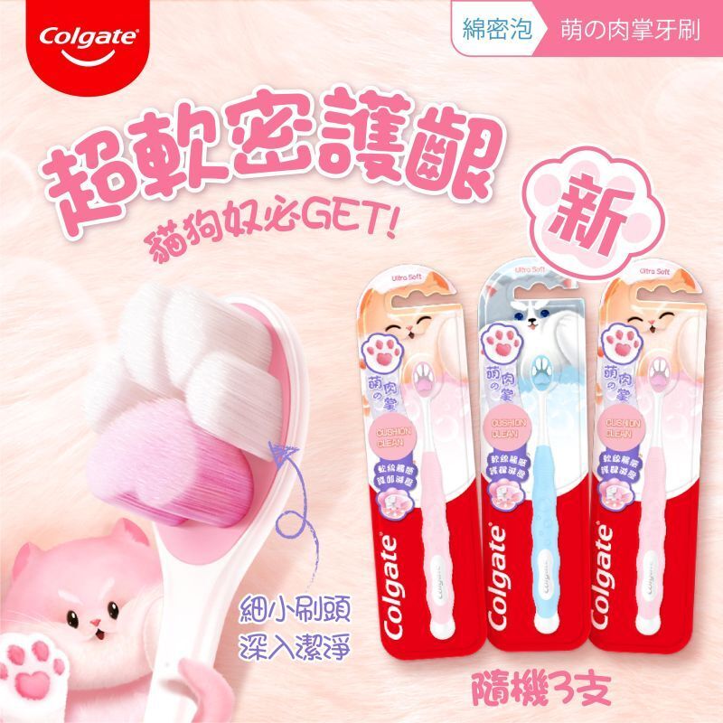 [3 Pieces Set] Cushion Clean Fluffy Paw Toothbrush (Random Delivery)