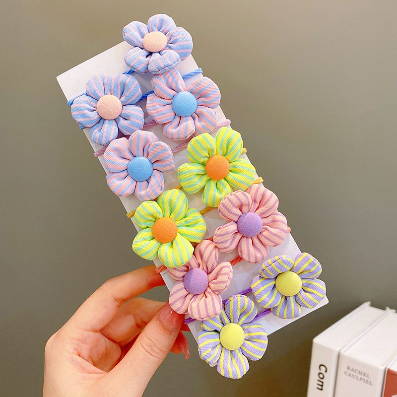 兒童布藝花朵皮筋頭繩髮圈頭飾(含萍-10個)